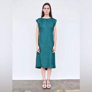 NWT Stateside Viscose Satin Sheath Dress - Hunter Green